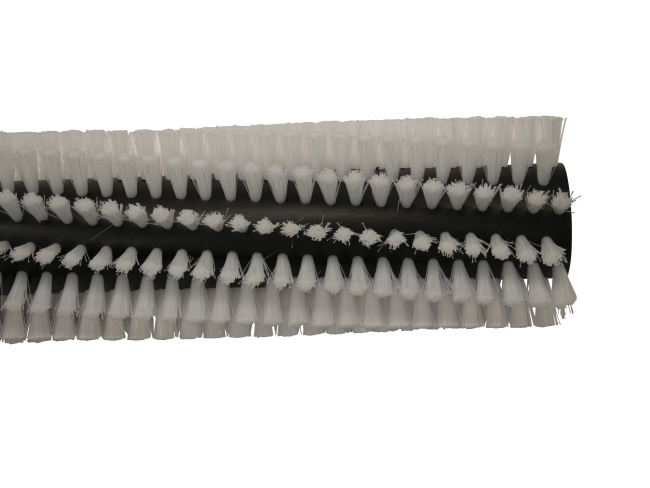 Produktbild Bürstwalze/Walzenbürste 750 / 150 mm / 6 x 6 Reihen V-Besatz, Poly 0,5 mm glatt weiß