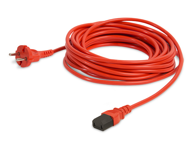 Produktbild Kabel für Sauger, 10 Meter / 2 x 1,0 mm² / 2 Stecker angespritzt, rot - Kaltgerätestecker gerade