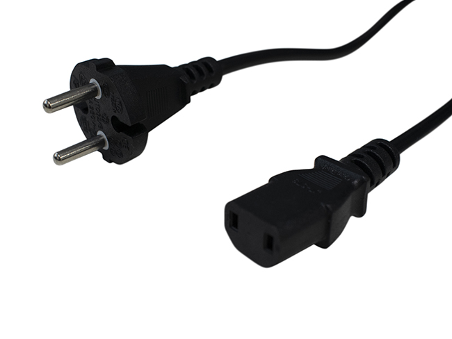 Produktbild Elektrokabel 10 Meter / 2 x 1,0 mm² - PVC ummantelt, Farbe schwarz, gerader Kaltgerätestecker