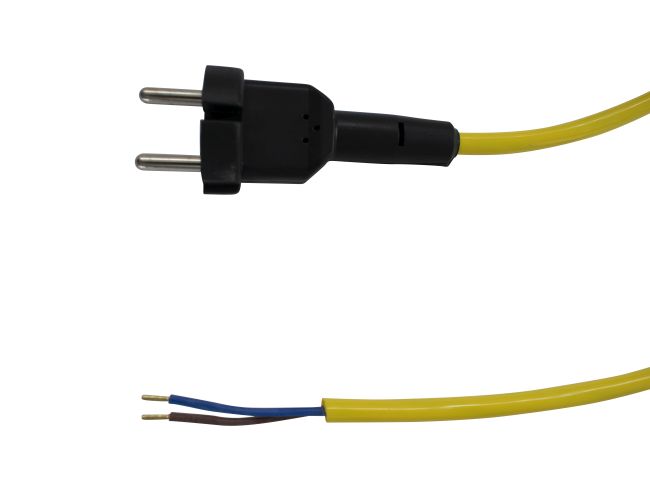 Produktbild Kabel für Sauger - High Flex, 15 Meter / 2 x 1,0 mm² / Zentralkonturenstecker angespritzt, Farbe gelb RAL 1018 / Stecker schwarz
