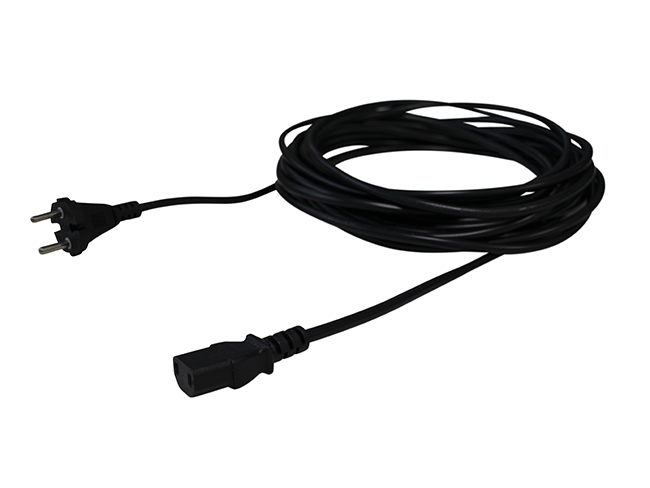 Produktbild Elektrokabel 10 Meter / 2 x 1,0 mm² - PVC ummantelt, Farbe schwarz, gerader Kaltgerätestecker